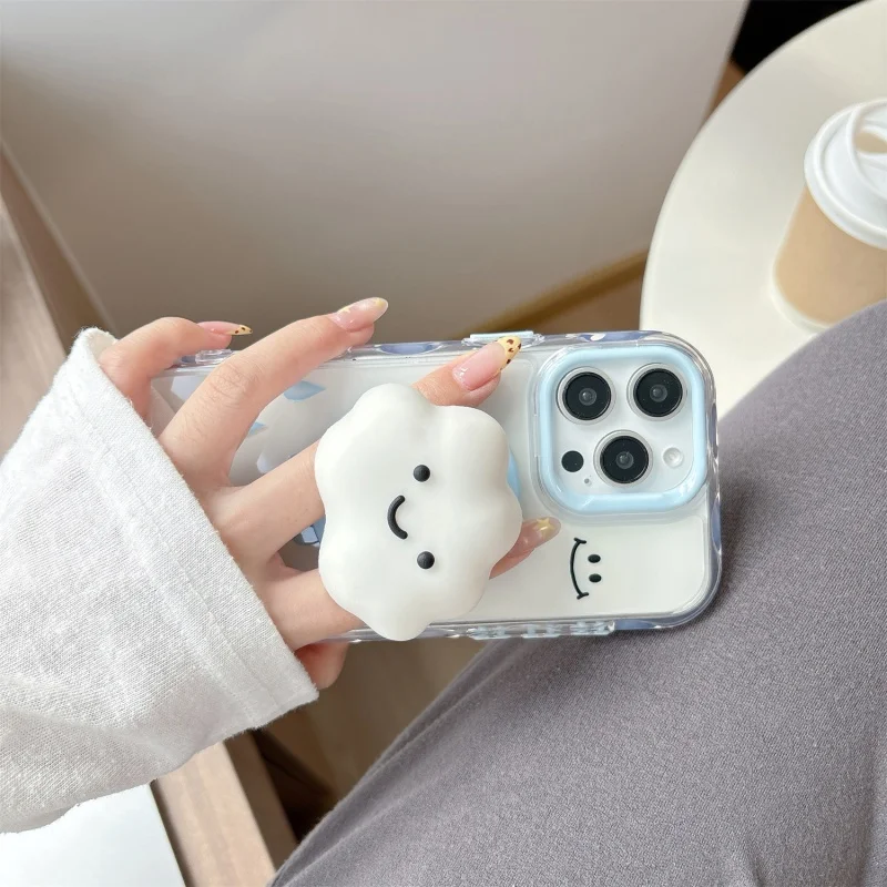 لطيف ثلاثية الأبعاد سحابة ل Magsafe Griptok حامل هاتف دعم آيفون 15 16 طوي شحن لاسلكي حامل فتاة قوس