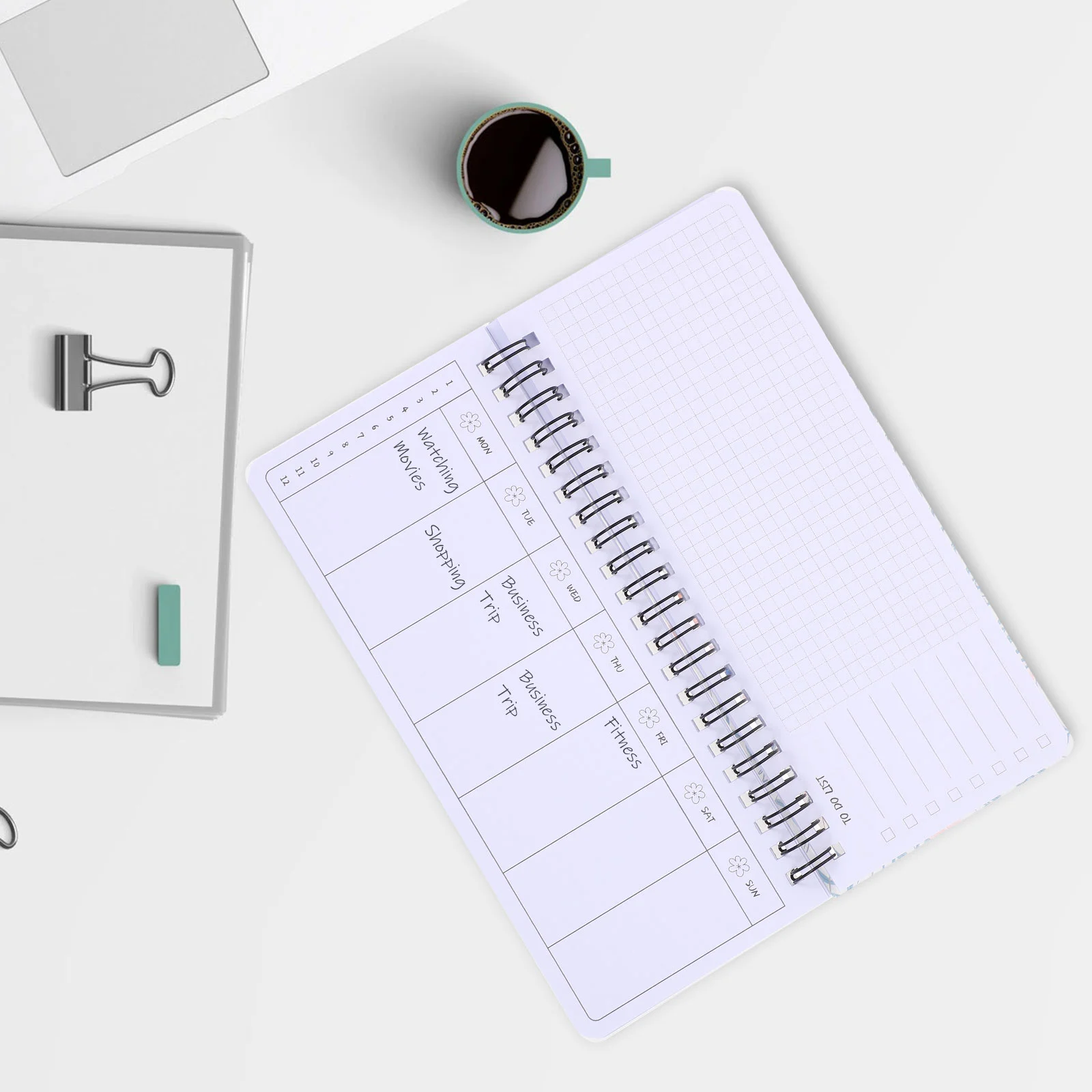 دفتر ملاحظات محمول قابل للتمزيق أسبوعيًا (مخطط جارلاند) دفاتر ملاحظات للعمل للملصقات الورقية مذكرة الطالب