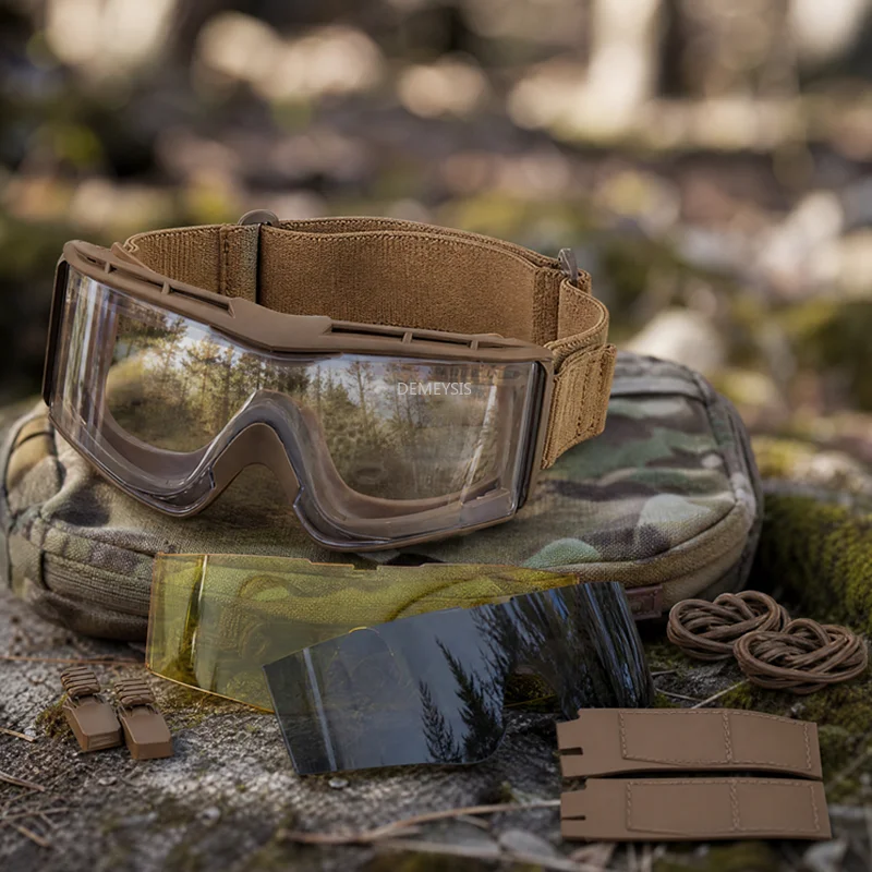 

3 Lens Tactical CS Goggles Airsoft Paintball Wargames Safe Protection Glasses Outdoor Hiking Cycling Sports Windproof Eyewear