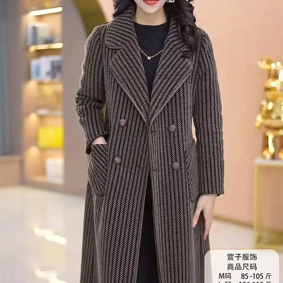 Two Sides Wear Mom's Snow Fleece Woolen Coat Autumn Winter New Warm Velvet Long Thicken Windbreaker Women Wool Jacket Overcoat