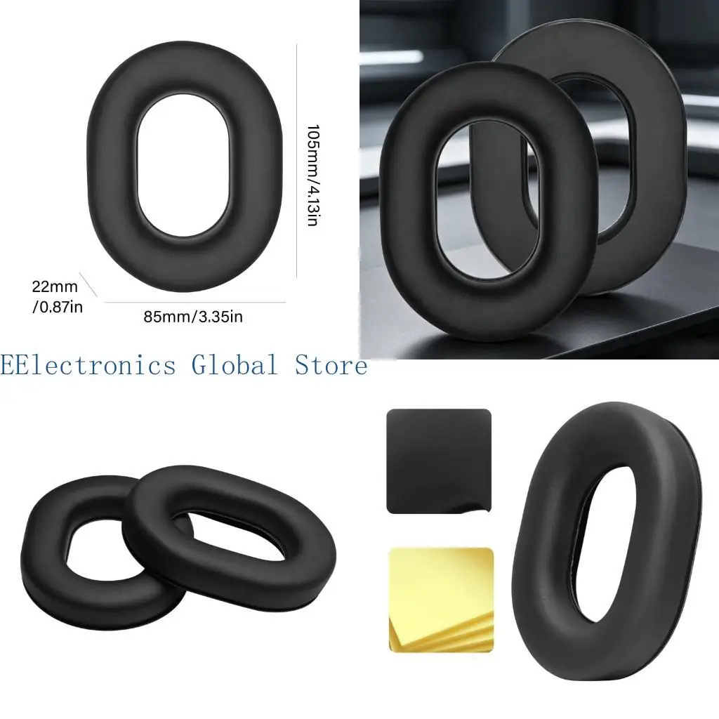 462B Protein Leather Foam Ear Pads for Clark H1060/H1020/H1013.4/H1076/H1030 Headsets, Black Replacement Pair for Flight