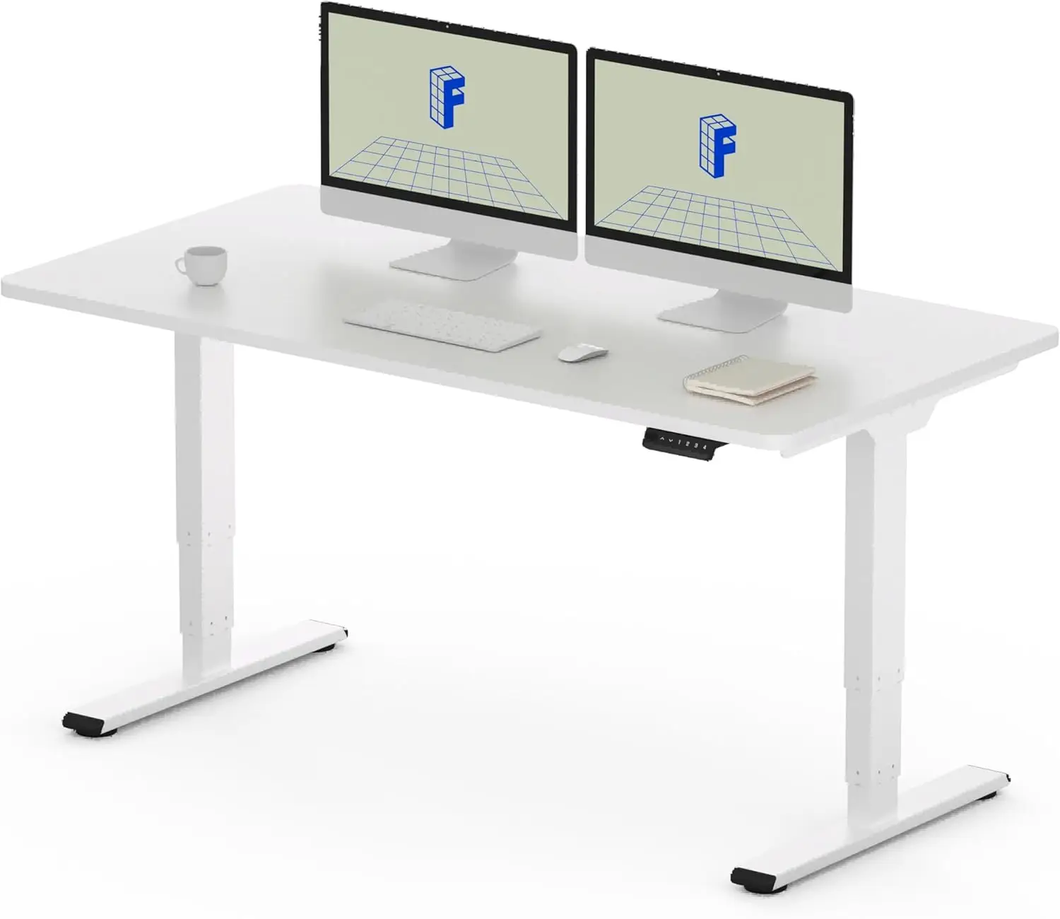 3 Stages Dual Motor Electric Standing Desk 55x28 Inch Whole-Piece Board Height Adjustable Desk Electric Sit Stand Desk