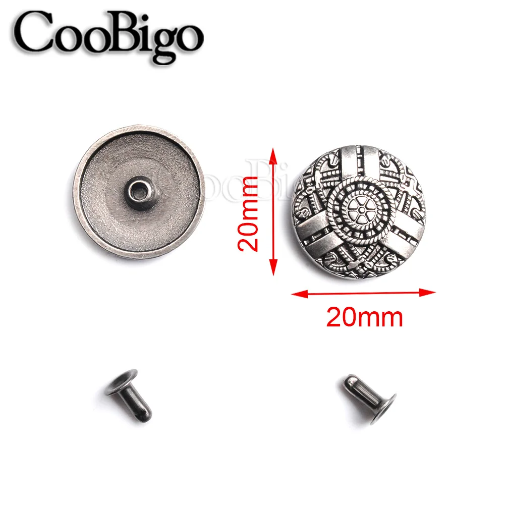 20mm Concho Decorative Metal Button Rivet Fasteners for Leather Bags Clothes Jean Pants Needlework Sewing Accessories Vintage