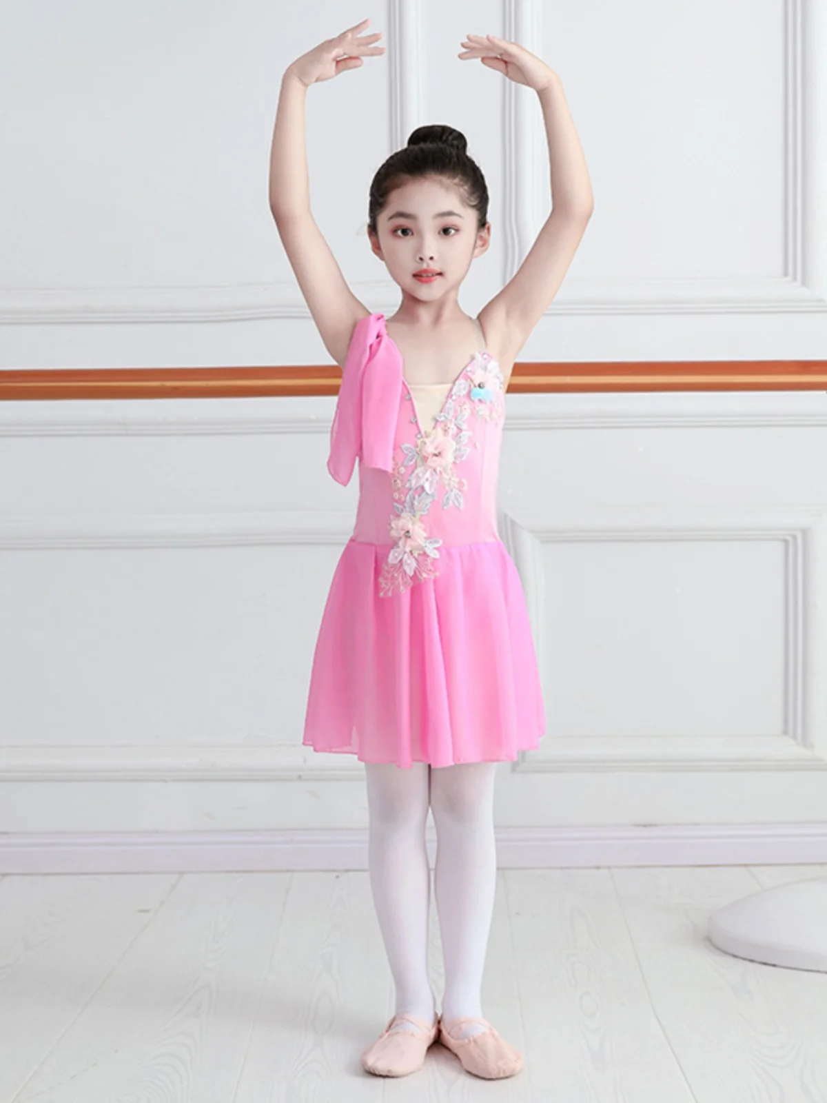 Children Ballet Dress Girls Pink Blue White Chiffon Classical Leotard Ballet Dress For Kids Modern Dance Chinese Sling Dress