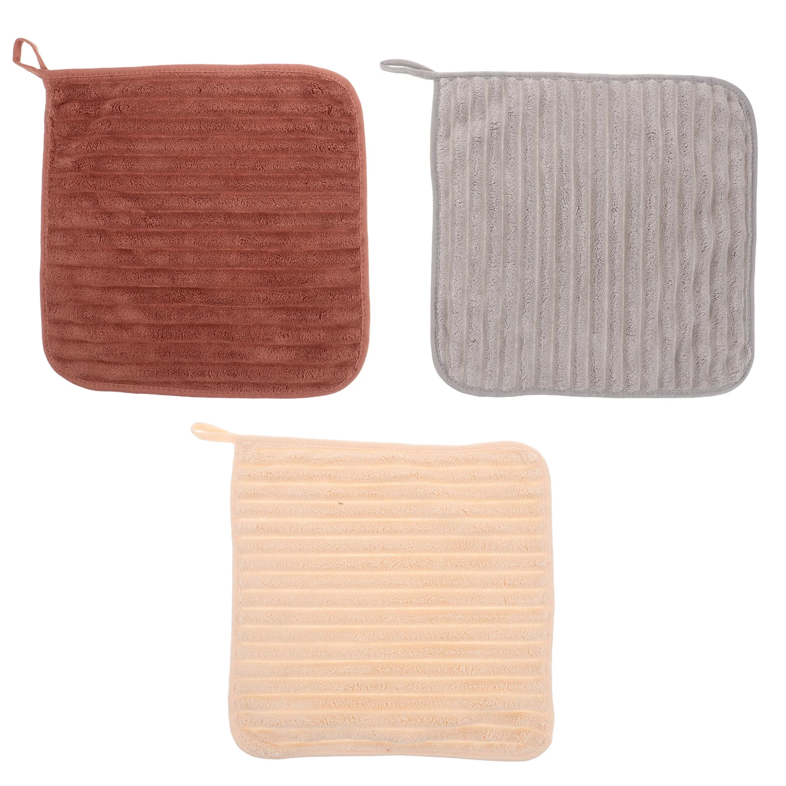 

3Pcs Thick Soft Coral Fleece Hanging Towels Absorbent Quick Dry Bath Towels for Bathroom Face Body Kids and Adults