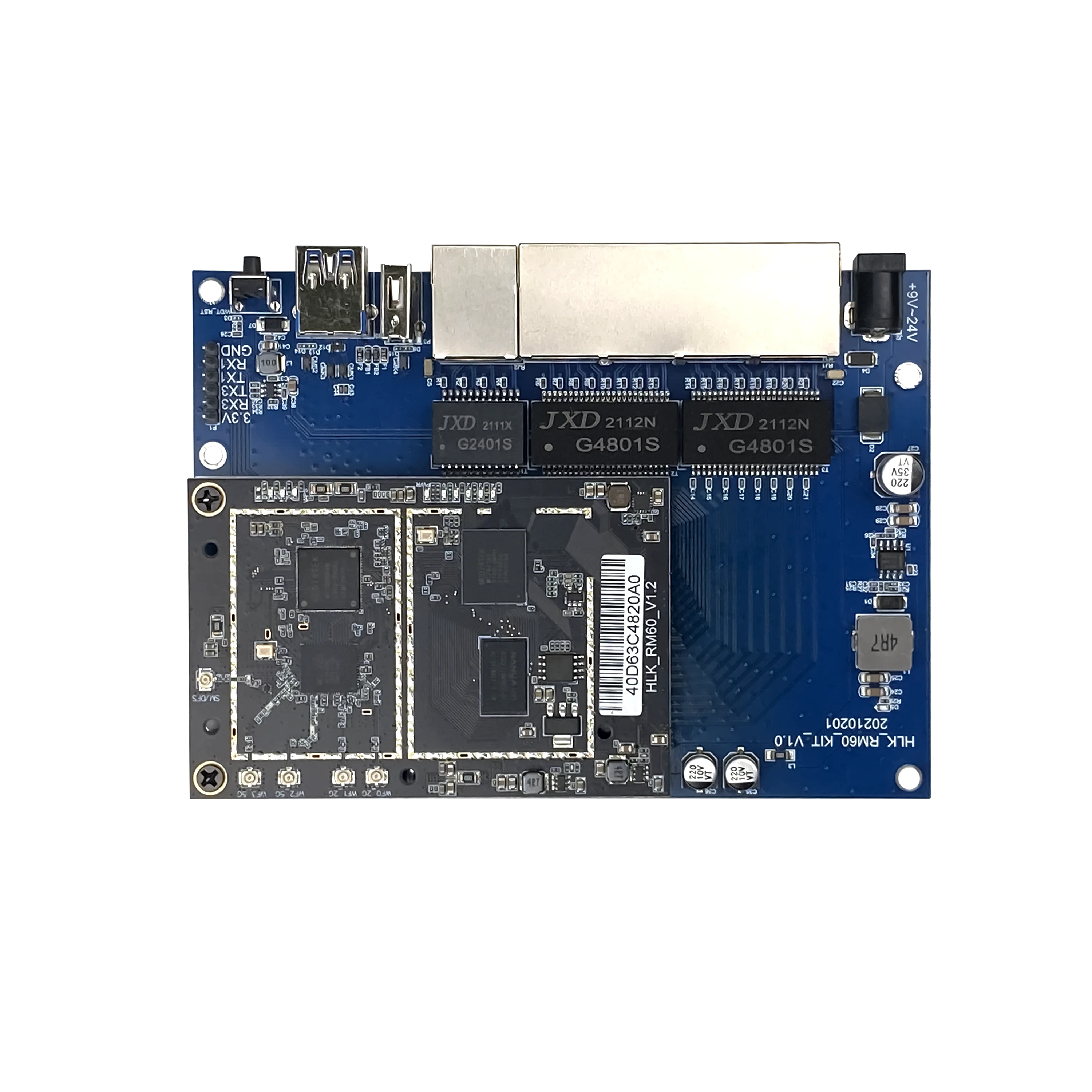 Hot Sale MT7621AN+MT7905 HLK-RM60 High Performance 5G Dual Band Serial Port Openwrt Development Board Embedded WIFI 6 Module Kit