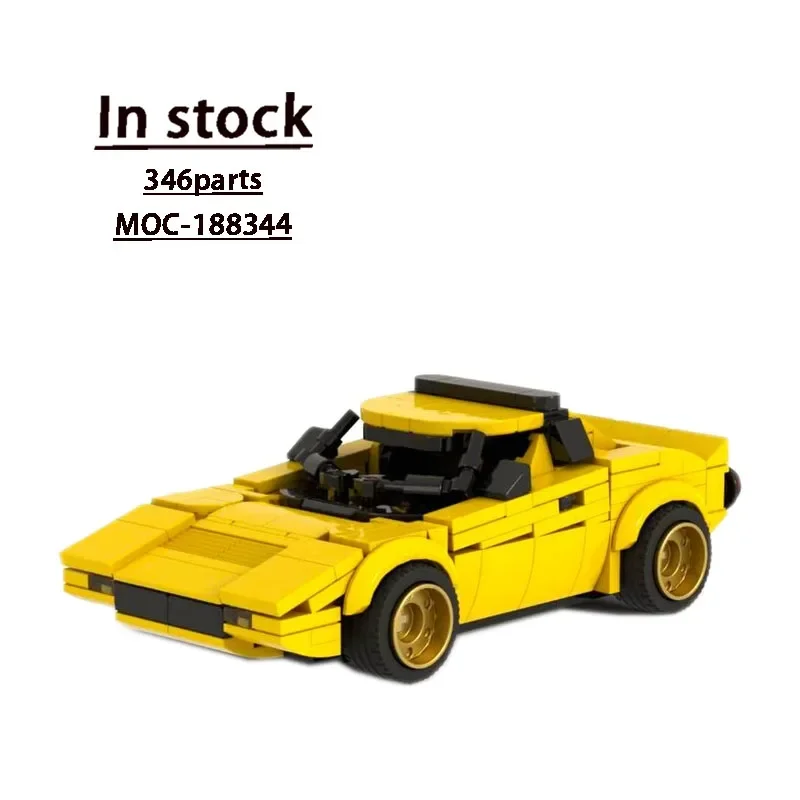 

MOC-188344 New Yellow Small Supercar Racing Block Model 346 Parts MOC Creative Boy Kids Birthday Building Blocks Toy Gift