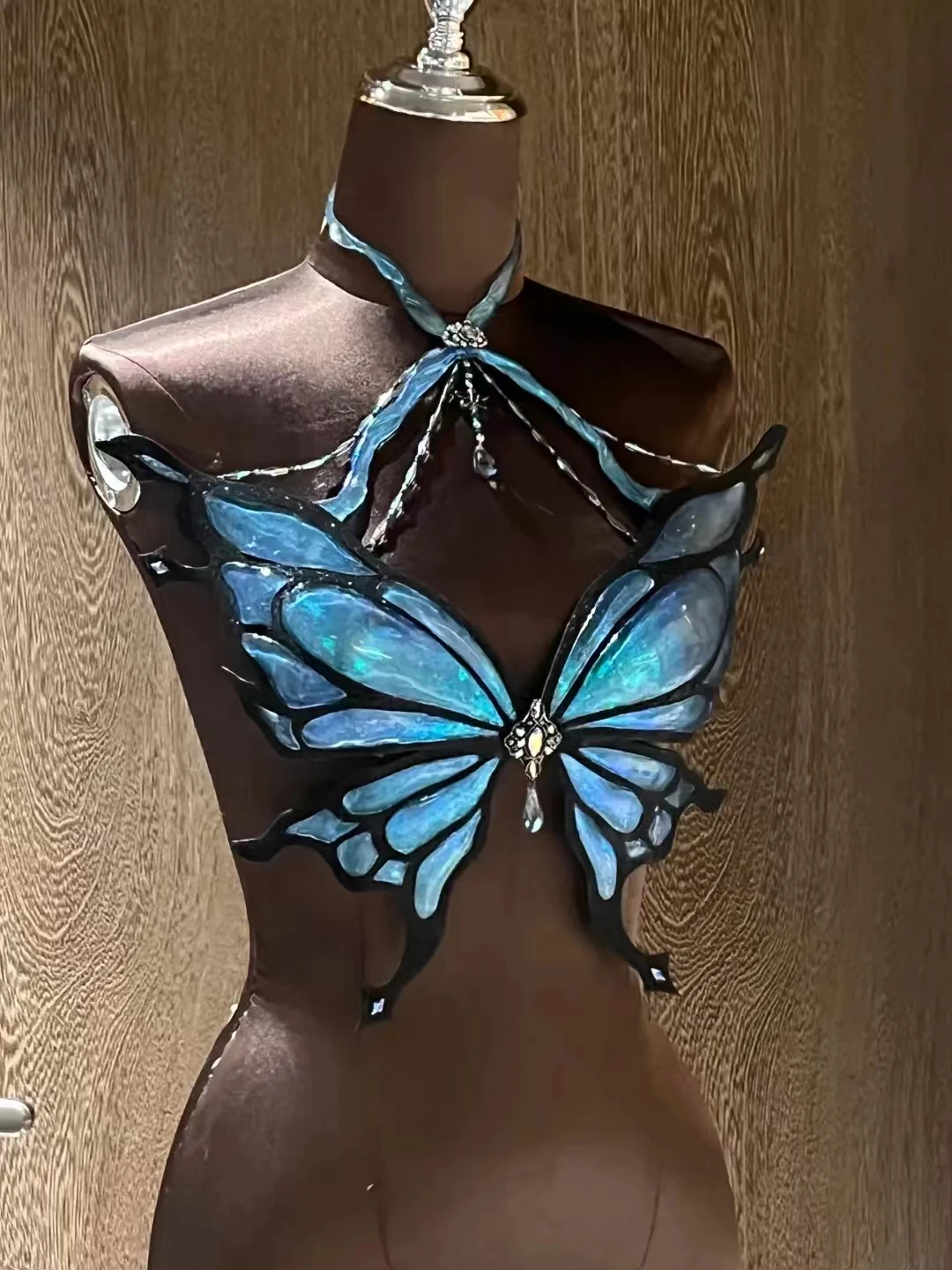 Fairy Butterfly Bikini Mermaid Crystal Resin + Silicone Bra Pure Handmade Custom Cosplay Anime Clothes Summer Swimsuit