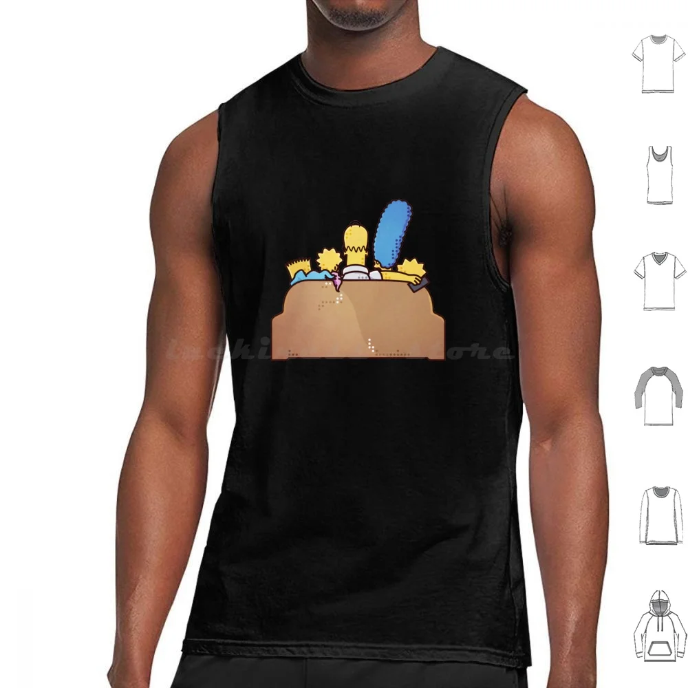 Simps0nszzz Family Sitting On The Couch Tank Tops Vest Sleeveless Funny Homer Meme Bart Homer Tv 90s Lisa Cartoon Maggie Marge