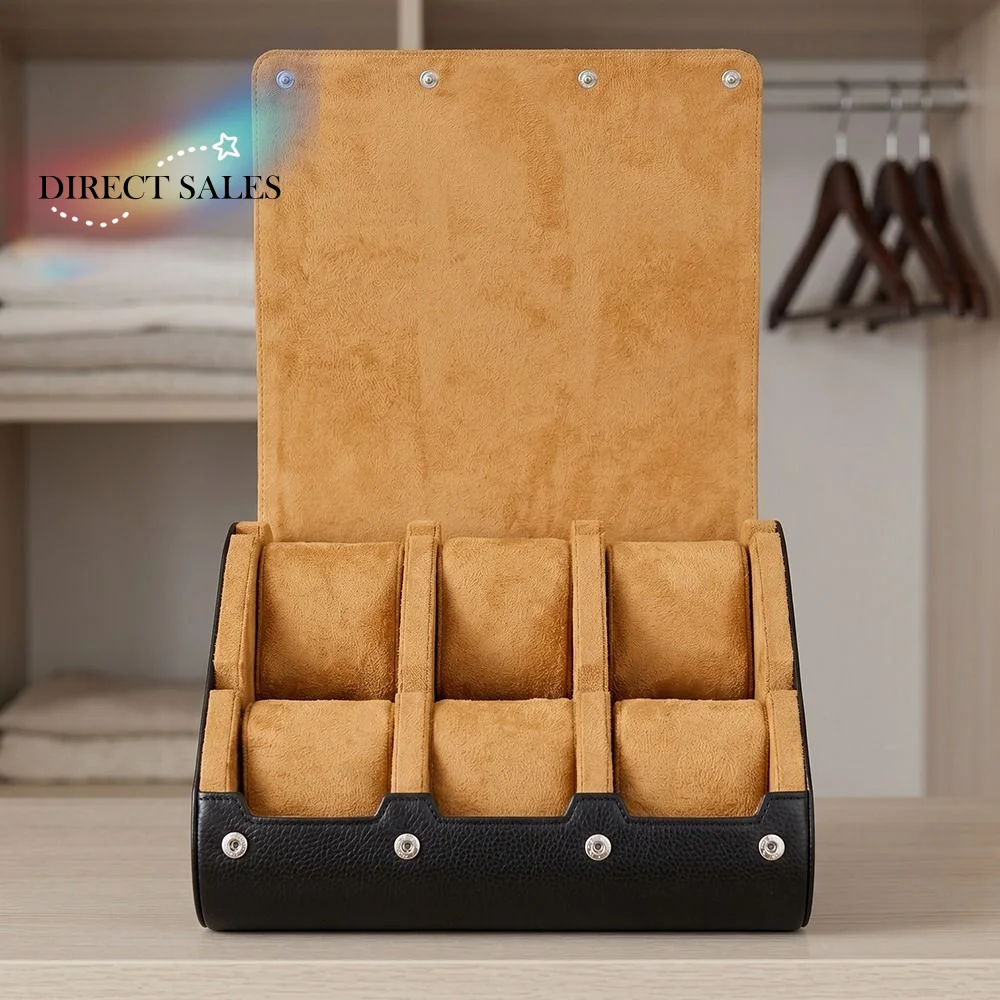 

PU Leather Watch Display Box Watch Storage 6 Compartment Watch Case Organizer Classic Style Watch Box Organizer Box