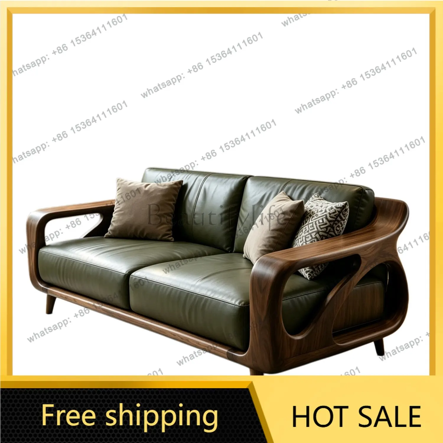 Factory Direct Sales New Chinese-style medieval style living room three-person sofa combination tenon and mortise structure