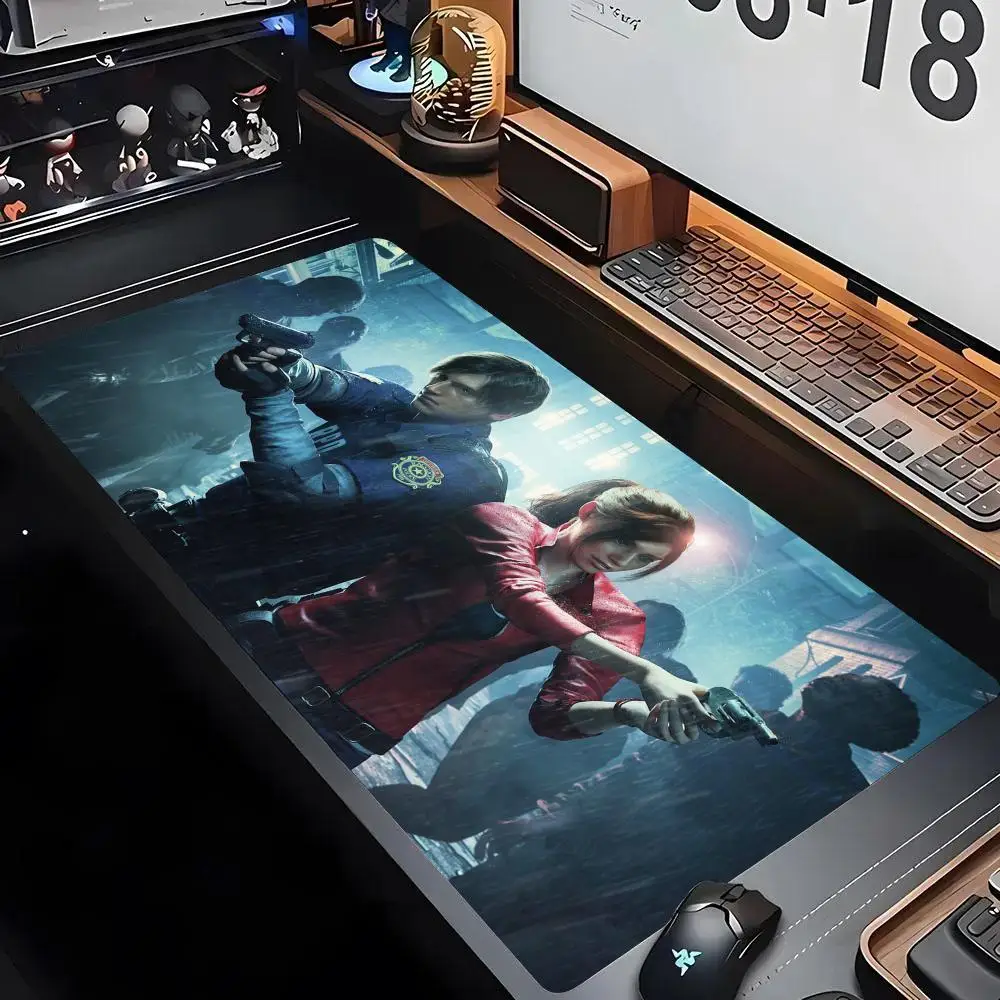 Xxl Mouse Pad Gamer R-resident Evil Kabinet Pc Permainan Keyboard Meja Tikar Aksesori Gaming Komputer Leon S. Kennedy Mousepad Besar