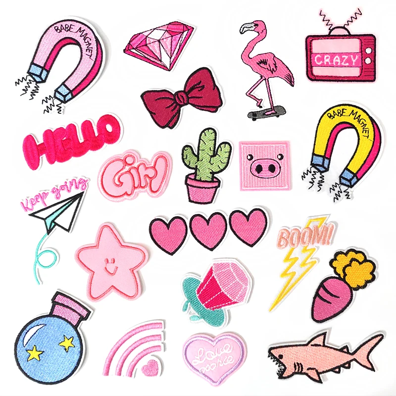 HELLO HEART Cactus Patches Embroidery For T-Shirt Iron On Appliques Clothes Jeans Stickers Badges Parche BOOM CRAZY GIRL