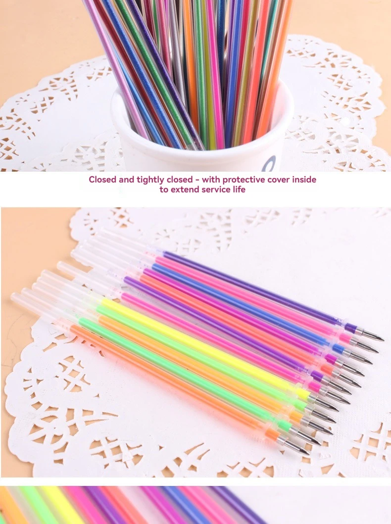 12-100 Farbige Gelstift-Nachfüllungen Set - Glitzer, Pastell, Textmarker, Metallic-Tinte für Künstler, Scrapbooking und Graffiti-Zeichnen – Detail 4