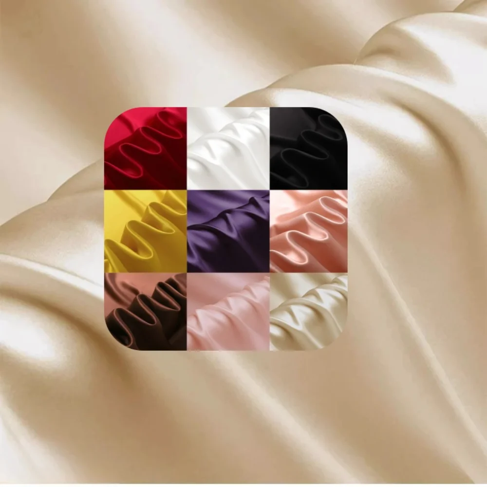 

Solid Color Mulberry Silk Elastic Satin Fabric for Cheongsam Dress Lining Shirt Top Fabrics By The Meter Diy Sewing Cloth