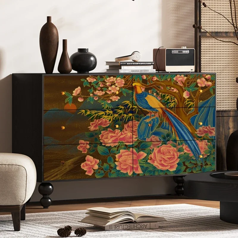 Medieval style chest of drawers, dressing table, living room, wall-to-wall storage cabinet, household solid wood