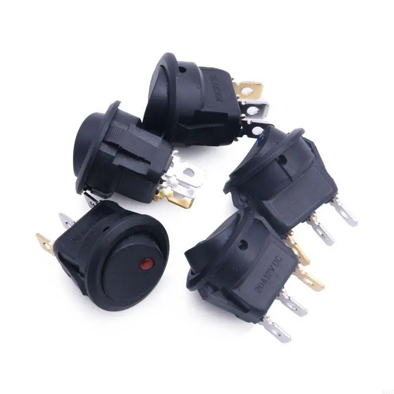 

Q81C 5pcs Voiture 12V Rocker Round Dot Boat Red Led Light Basculer On / Off Nouveau