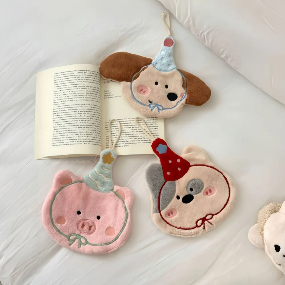 Cute Plush Hand Towels Cartoon Hanging Handkerchief for Kids Bathroom Mini Hand Towel Kitchen Decor