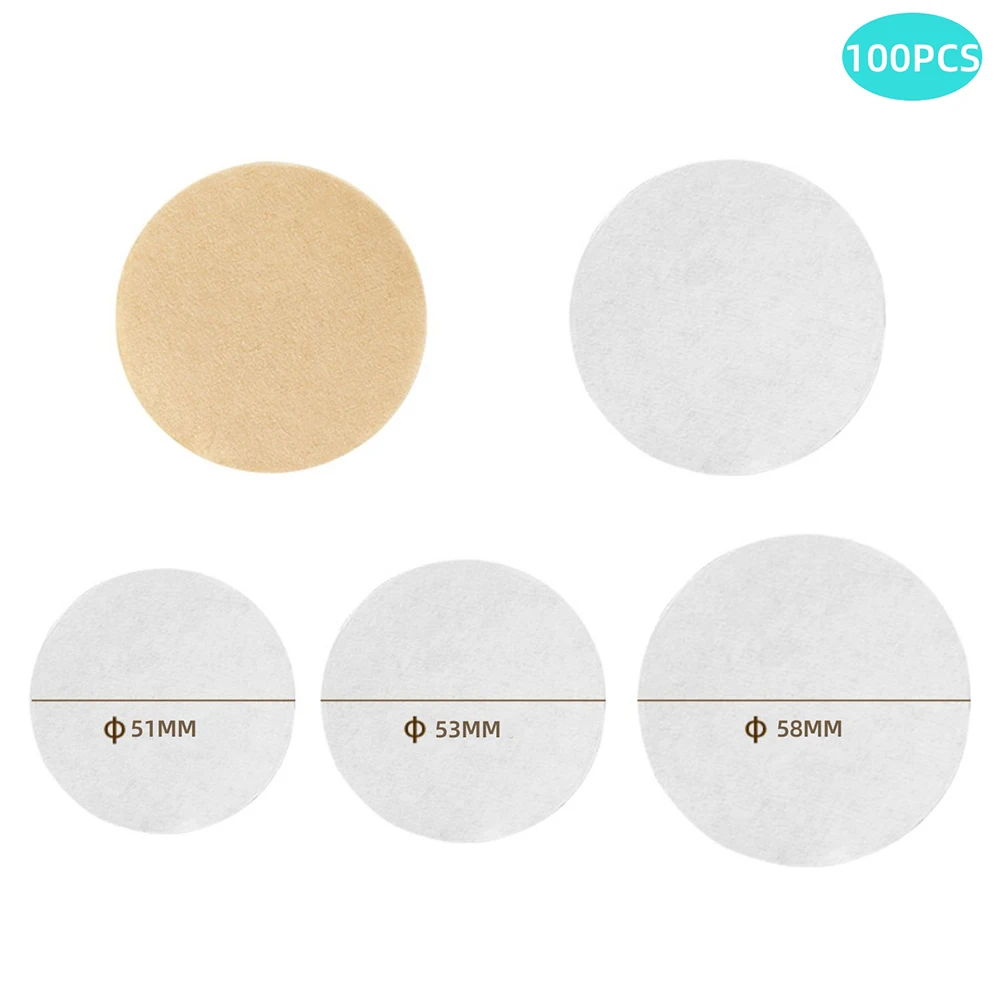 Powder Bowl Filters Coffee Filter Paper White/Brown 100 Pcs 51mm/53mm/58mm For Espresso Coffee Maker Good Toughness