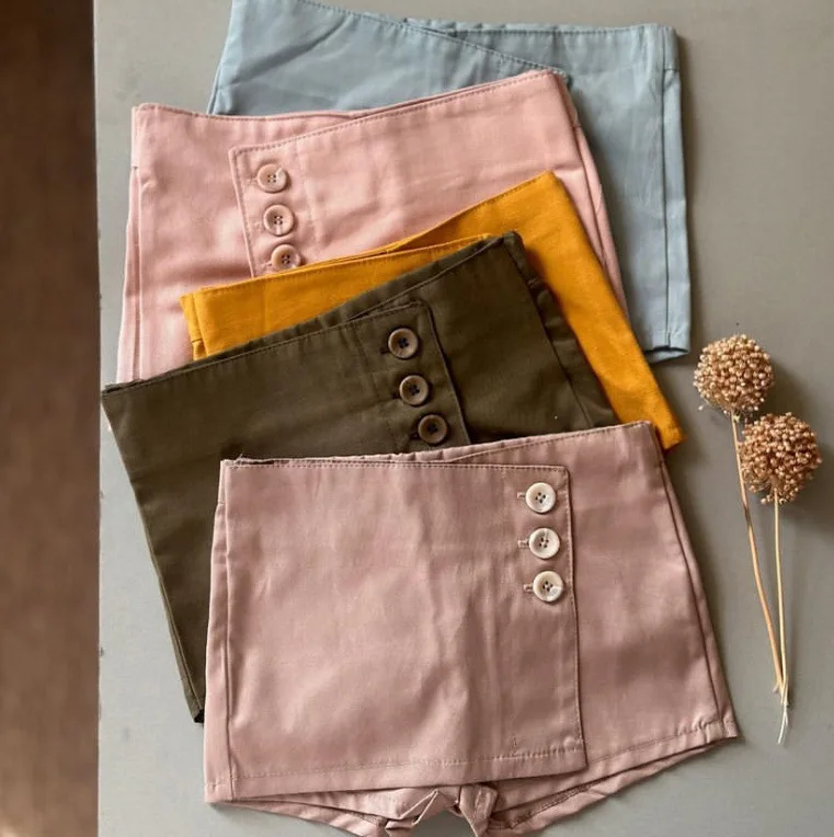 

kids shorts 2025 new spring summer girls cute fake 2 pcs skirts