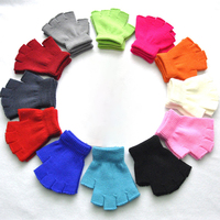 Short Half Finger Fingerless Knit Wrist Glove Winter Warm Stretch Work Gloves for Women and Men Cycling Accessories