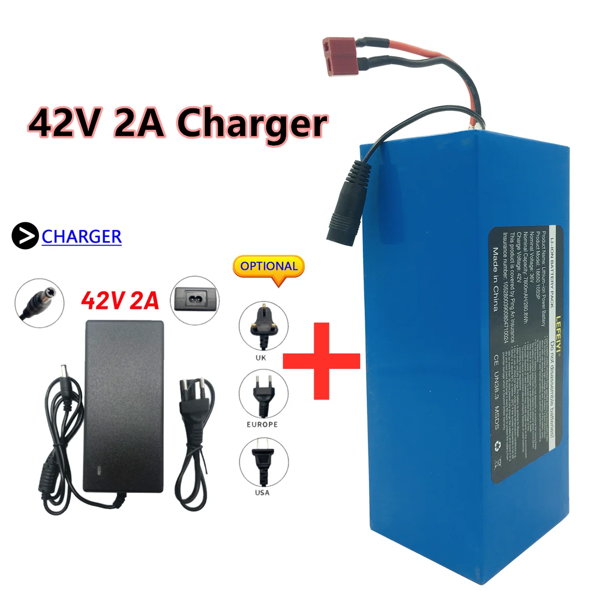 

36V 7800mAh 10S3P 18650 Lithium Battery Pack 600Watt 20ABMS For Electric Bicycle Scooter+42 V 2A Charger