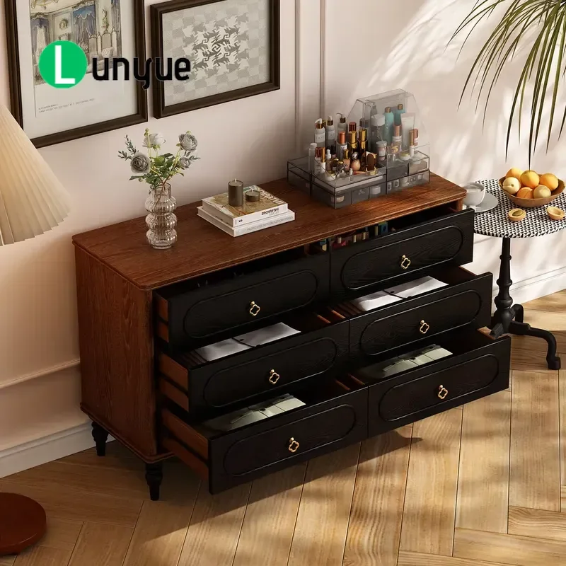 Luxury French Retro Modern Mid Century Oak Locker with 8 Drawers Multi Purpose Storage Cabinet for Living Room Bedroom Home