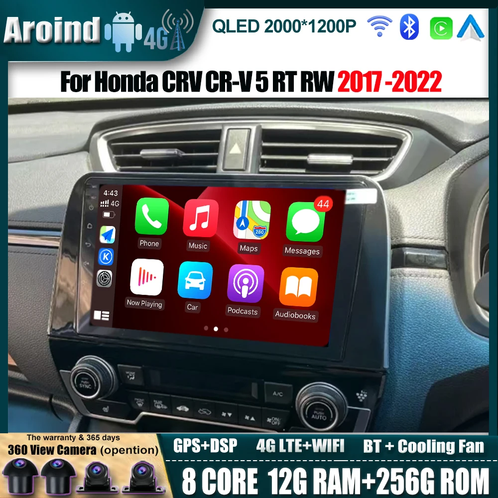 

Car radio Android GPS navigation Stereo video Multimedia Player Screen For Honda CRV CR-V 5 RT RW 2017 -2022 2Din DVD Head Unit
