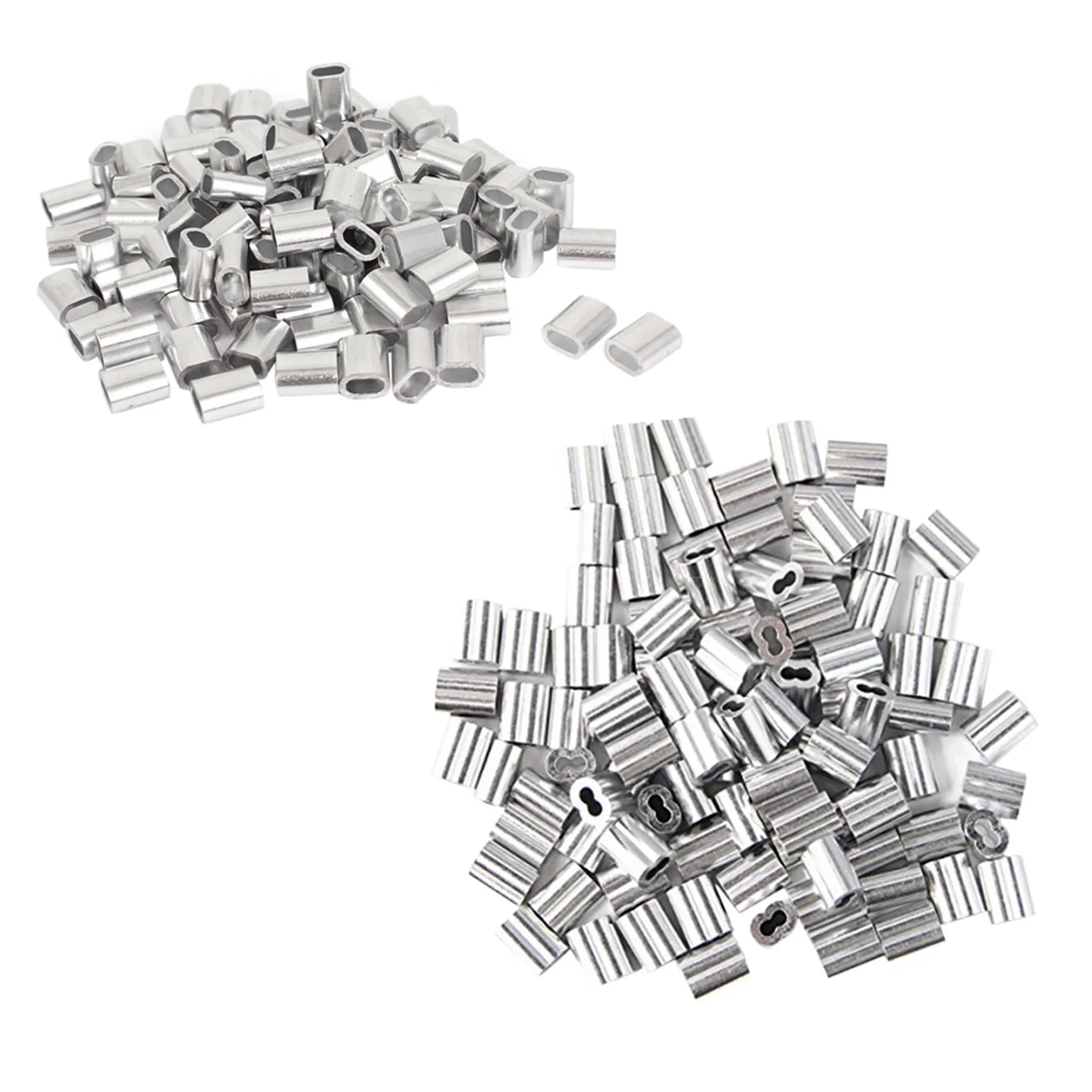 A53Q-100Pcs 2.5Mm Wire Rope Sleeves Clip Cable Crimps & 120 Pcs Crimping Loop Sleeve 2Mm Diameter Wire Rope And Cable