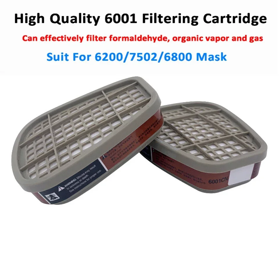 Cartuchos de filtro orgánicos 6001 6002, filtros 5N11 a prueba de polvo 501 para máscara de Gas 6200/7502/6800, respirador químico, pintura y