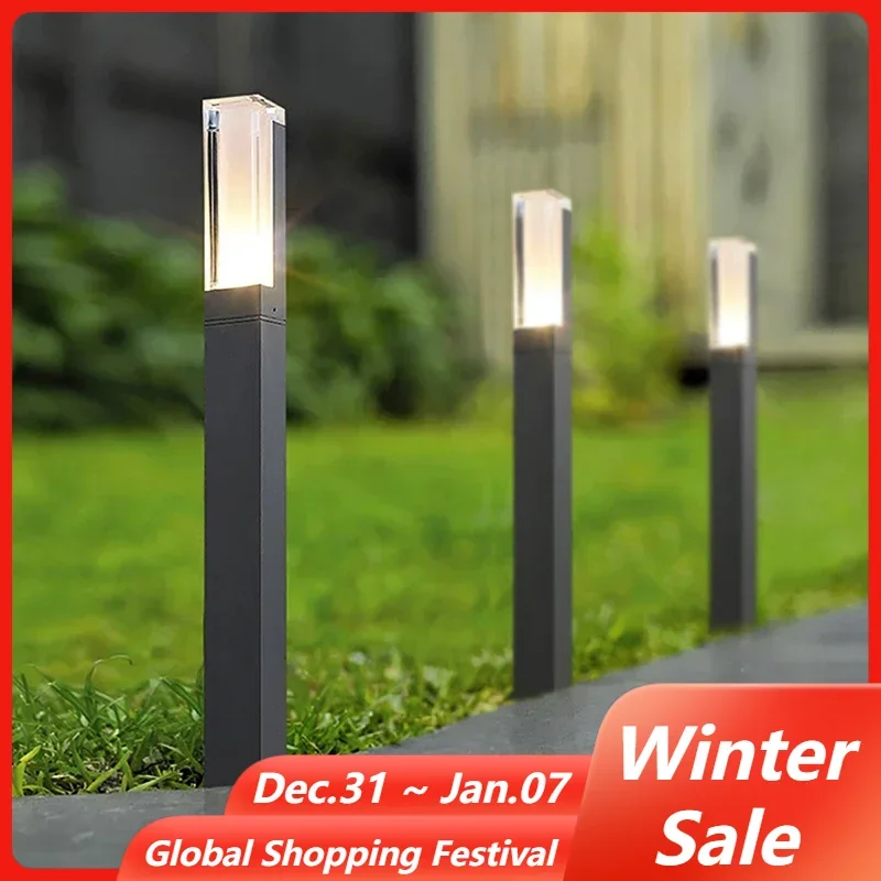 27/40cm 7W Square Aluminum Pillar Path Aisle Waterproof Lawn Lamps Garden Street Patio Ground Landscape LED Lighting Home Decor