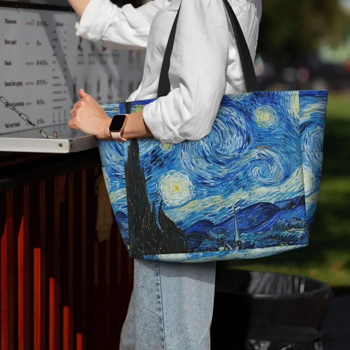 

The Starry Night By Vincent Van Gogh Beach Tote Bag Sport Gym Yoga Duffle Large Tote Bag Women Travel Bag Fitness bag