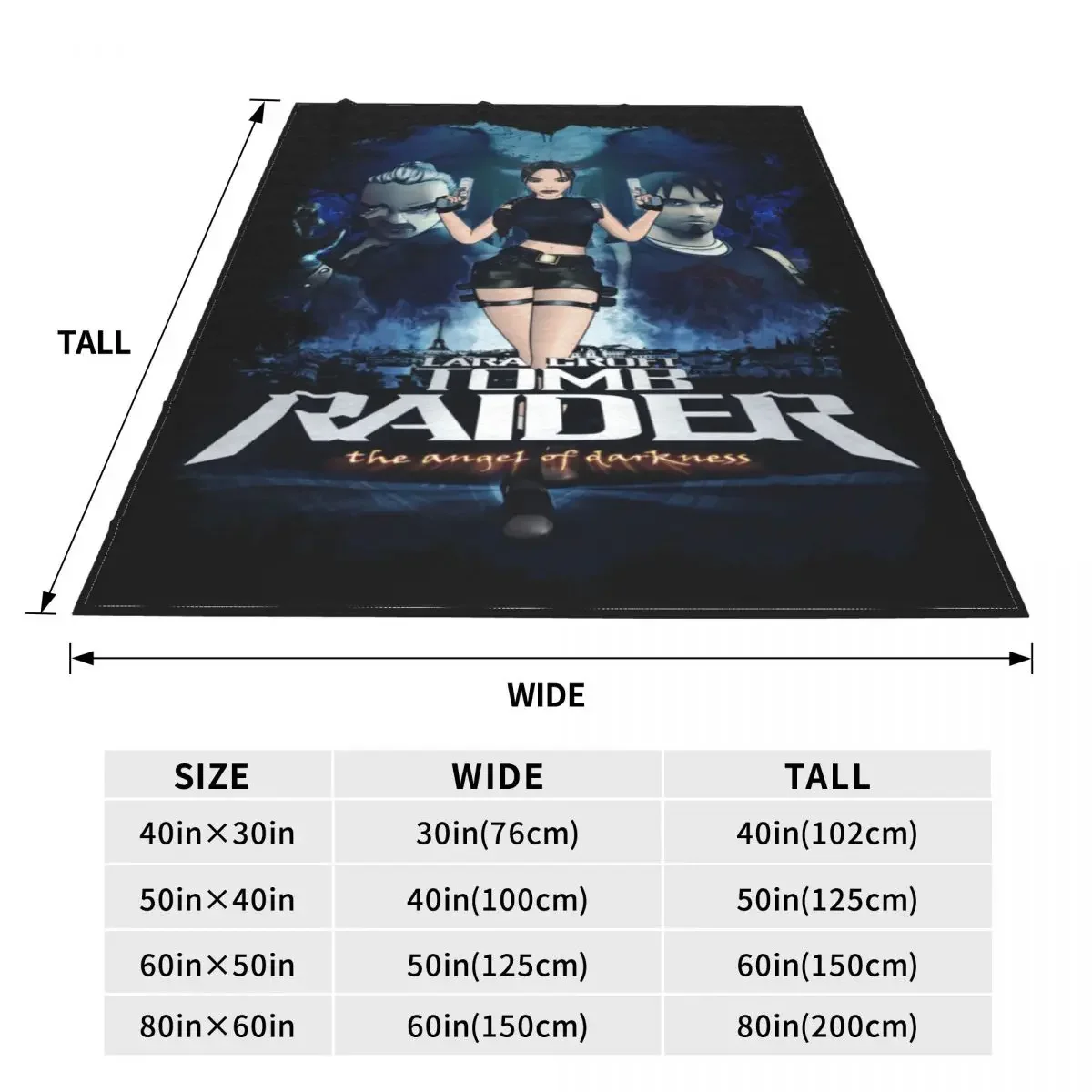 قبر رايدر-بطانيات رمي الصوف للمنزل ، ملاك الظلام ، لارا لعبة المغامرة ، رمي رهيبة ، أغطية السرير ، 150x125cm
