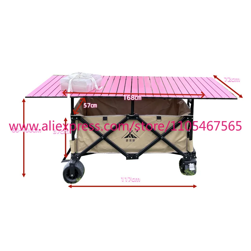 1PCS camper stall large foldable trolley outdoor camping with umbrella lifting table board raised ceiling stall truck - view 2