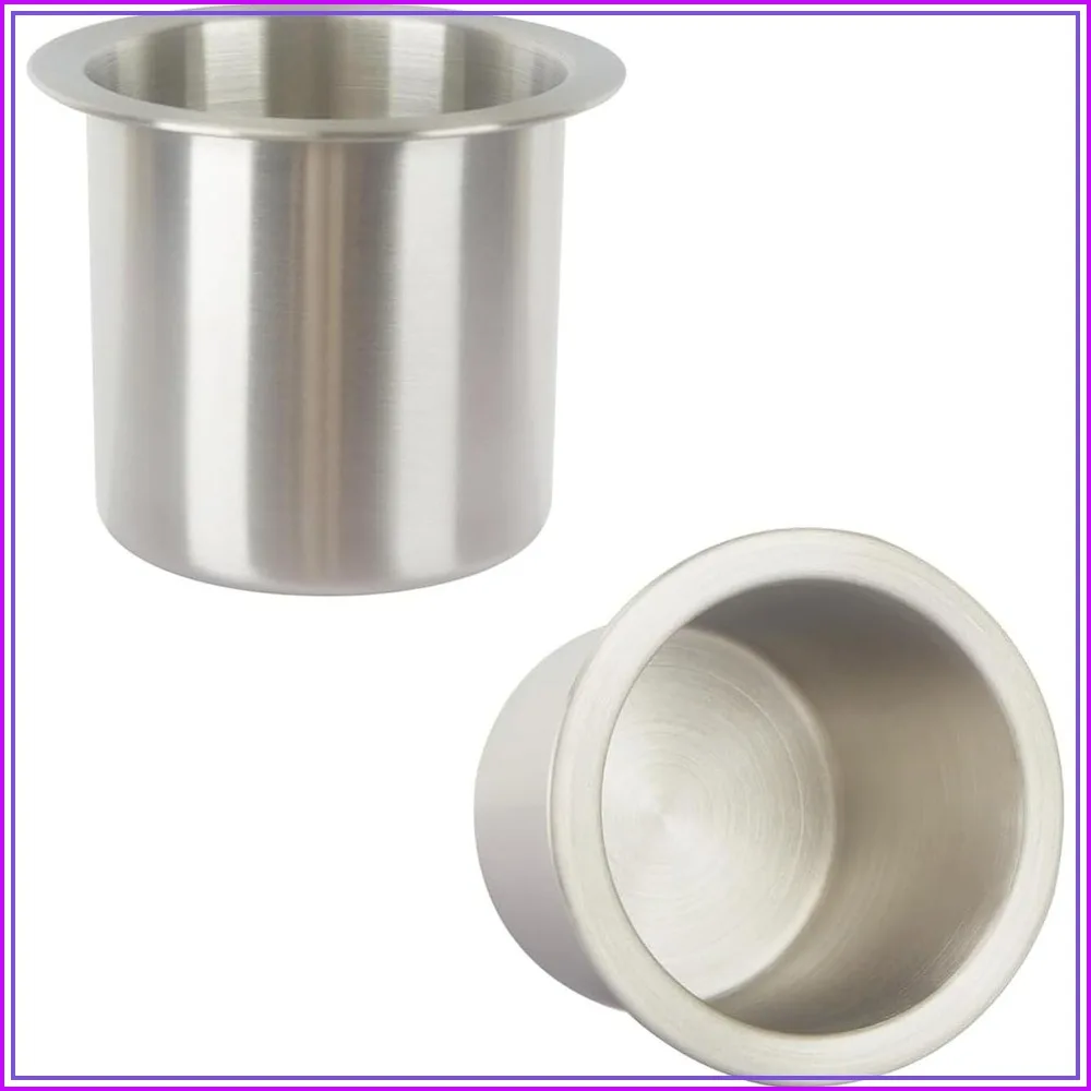 304 Stainless Steel Drop-in Cup Holder for Cars, Boats, RVs - 3.3in, Silver