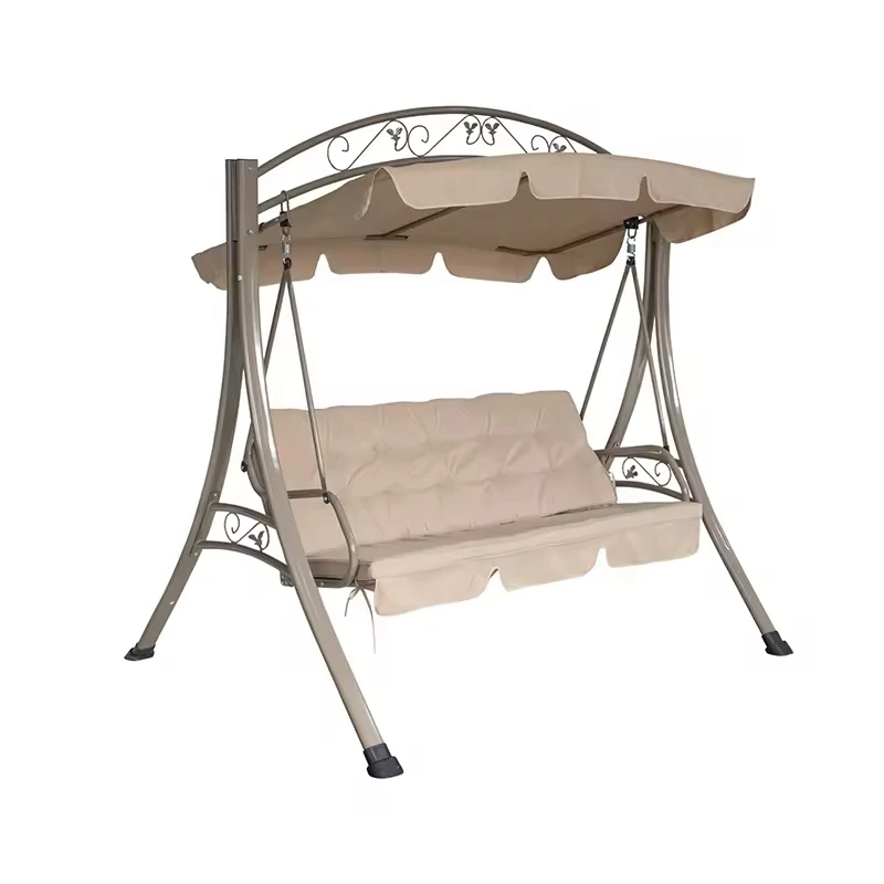 *qHigo Modern Waterproof Hanging Outdoor Swing Chair Set Metal Teslin Frame Waterproof Cushion Furniture Cover Replacement