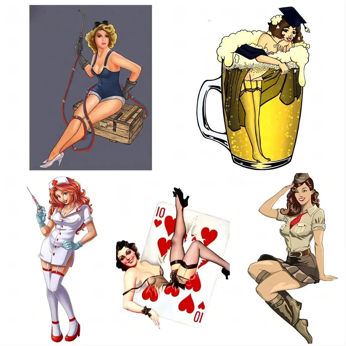 

Pin Up Girl Welder Stickers Sunscreen Decal Waterproof Suitable for Motorcycle Automotive Workshop Tools