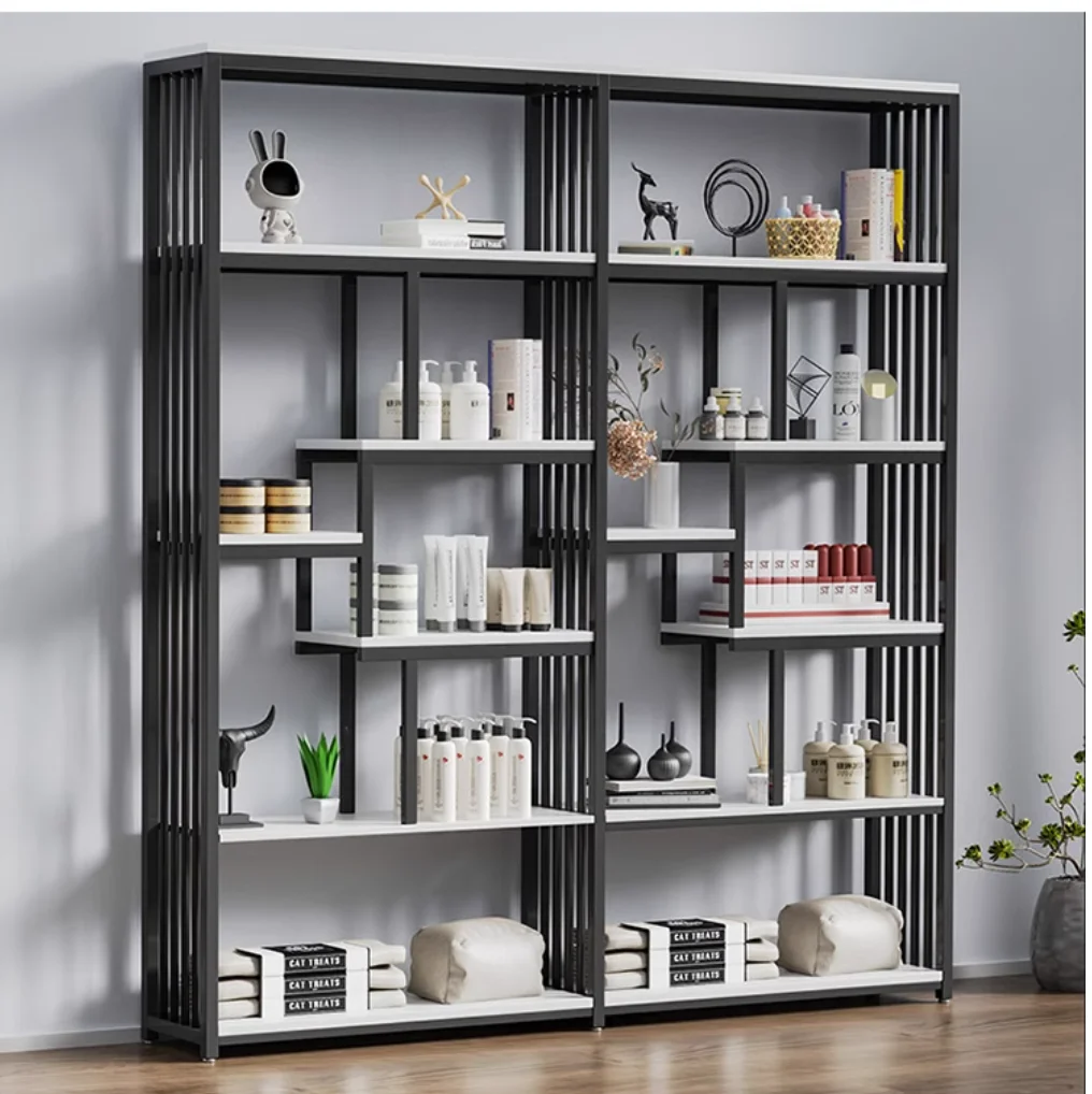 Barbershop beauty salon goods display rack live sample display cabinet multi-layer commercial storage rack