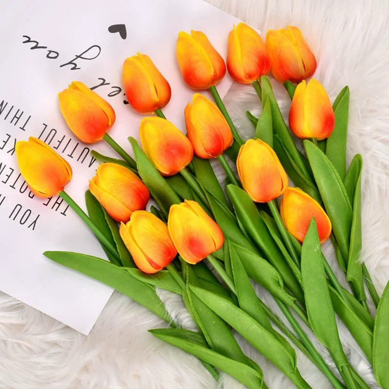 

10Pcs 34cm Simulation Tulip Bouquet Pu Tulip Fake Flower For Photography Props Home Garden Wedding Party Decoration