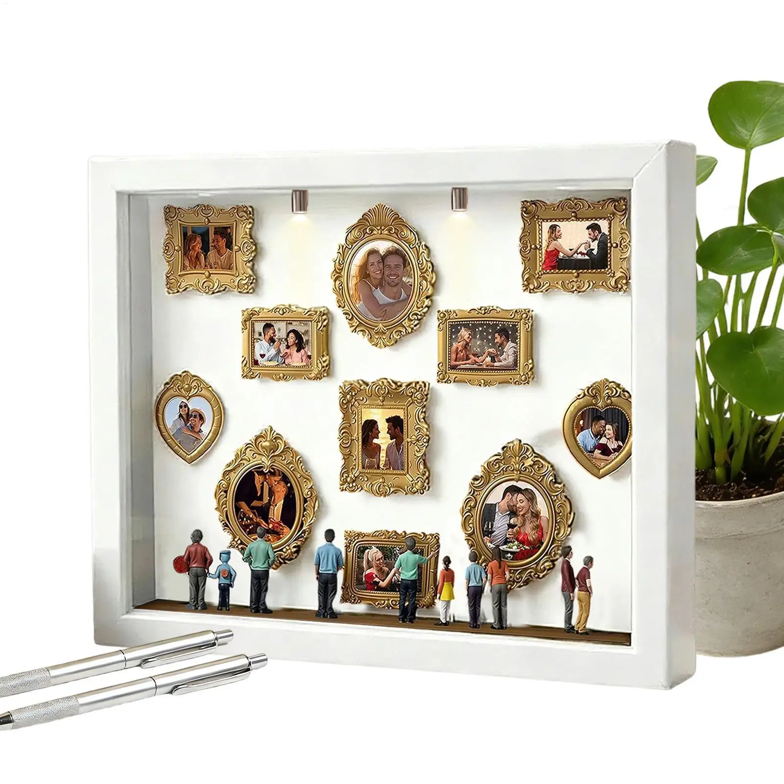 New DIY Mini Museum Silhouette Box Memory Display Kit Romantic Valentine's Day Gifts With Miniature Statue And Gold Frame