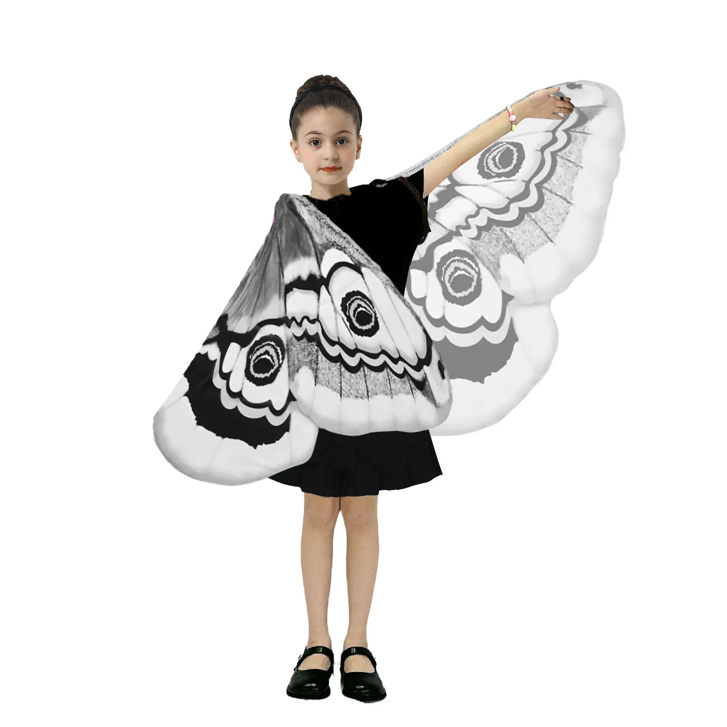 Kids Moth Wings Cape  Butterfly Costume Girl Dress Up Halloween Costumes Dancing Props Cosplay Accessory view 4
