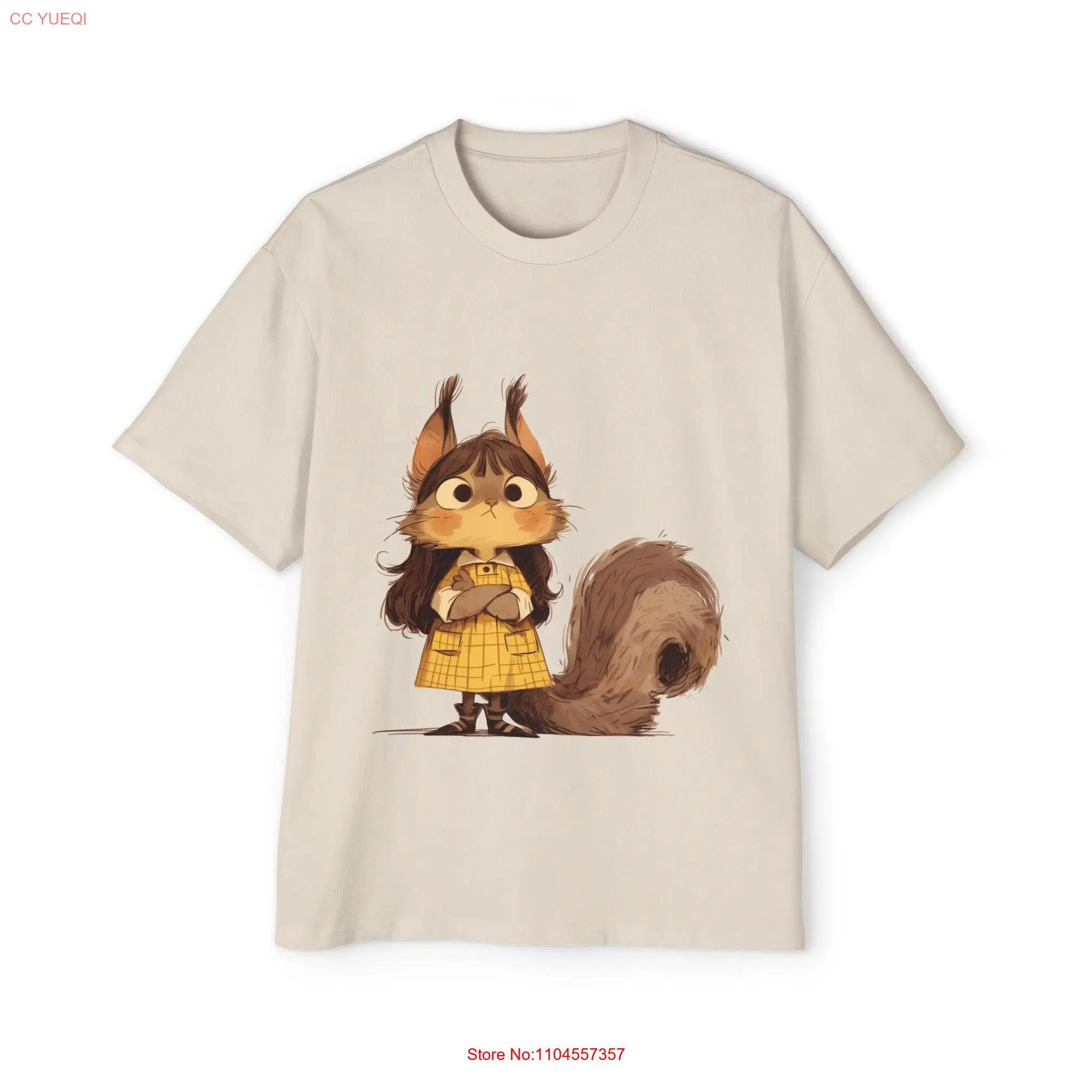 Art Collector's Critter Oversize Top Artistic Squirrel Ensemble T Shirt Designer Series Unique PortraiT