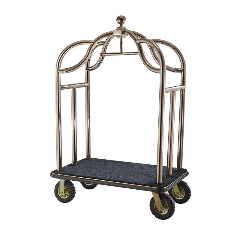 Inflatable Wheel Push Luggage Cart Black Carpet Red Bronze Rose Gold Luggage Cart
