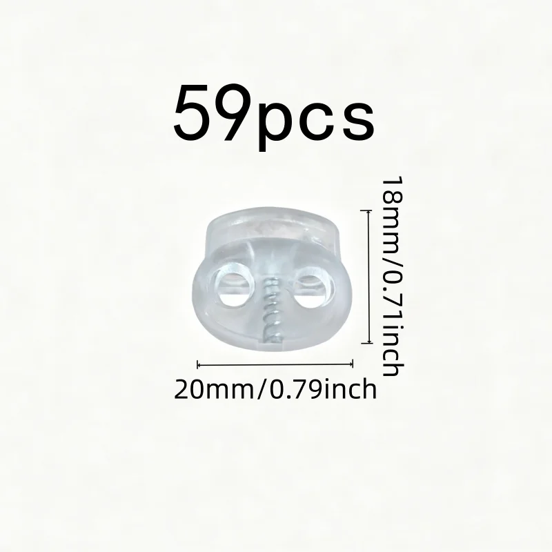 59 pcs 18mm Drawstring Adjuster Clips, Anti-Slip Grip and Universal Drawstring Fit, ideal for Hat Cord Stoppers