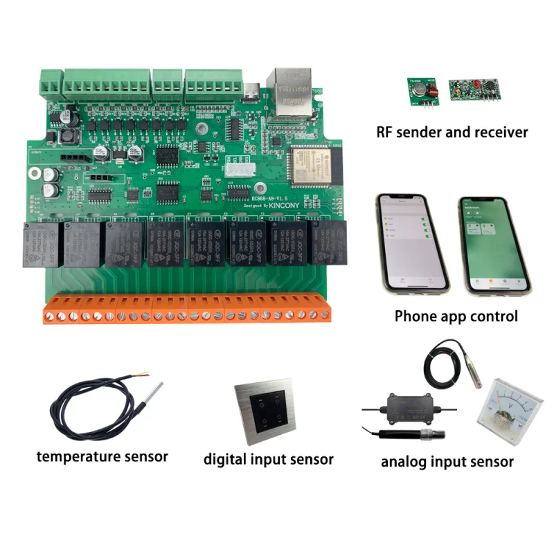 イーサネットコントローラー,wifi,kc868, esp32, rs232, usbリレーモジュール,adc dac,RF,433m,温度ide