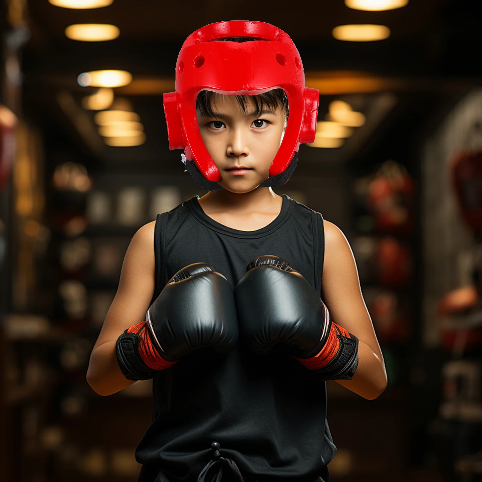 

Sparring Headgear Eva Taekwondo Air Vented Shock Absorbent Kickboxing Player Head Shield Size M Red Protective Gear