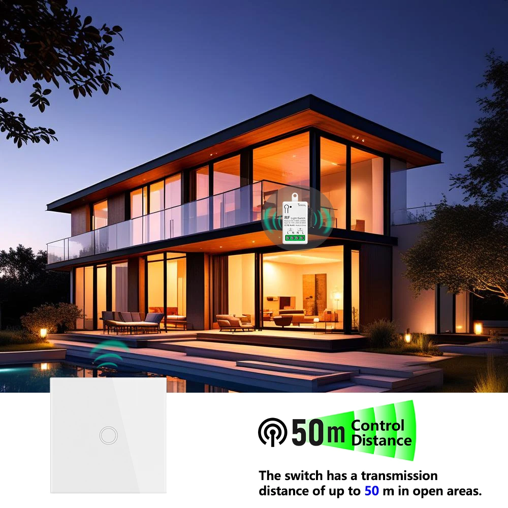 Diese 86 مفتاح الإضاءة اللاسلكي الذي يعمل باللمس 433 ميجا هرتز جهاز إرسال عن بعد، التيار المتناوب 110 فولت ~ 250 فولت 10A مقاطعة استقبال التتابع لتحسين المنزل #5
