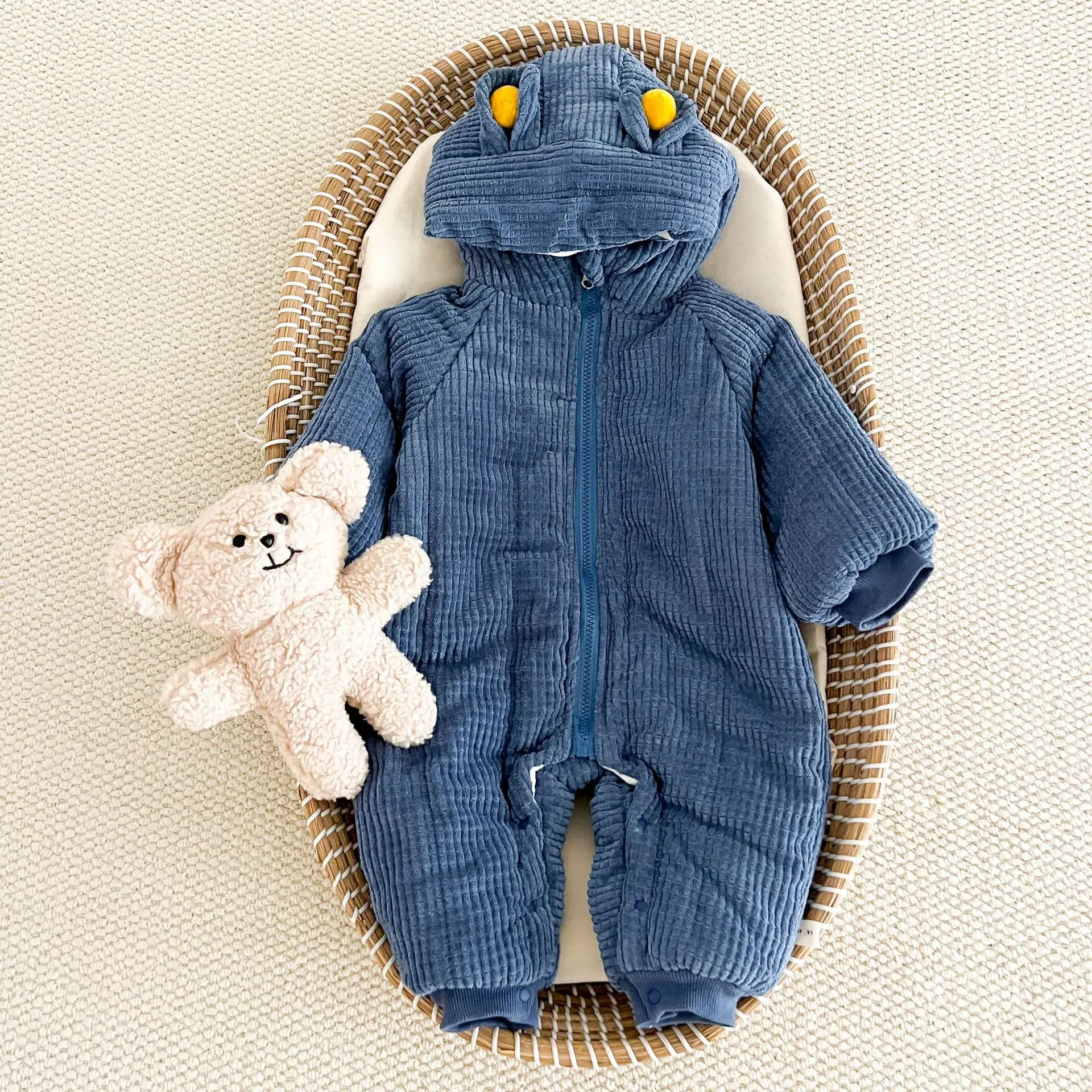 2026 Corduroy Cute Quilted Jumpsuit Fall Winter Thick Outing Wrap Korean Ribbed Trendy Soft Warm Romper