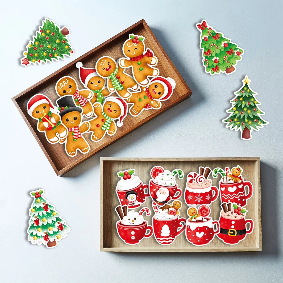 80 יח'\סט קרטון מדבקות עץ חג המולד עץ חג המולד מדבקה עבור מסיבת קישוטי חג המולד קישוטי ילדים מתנות לעטוף