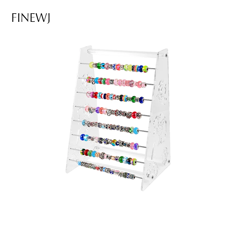 Transparent Acrylic Pendant Earring Display Stand Bracelet Bead Collection Holder Rondelles Rack Pandora E Series Charm Rod Tray